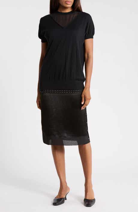 Mixed Media Studded Knit Dress