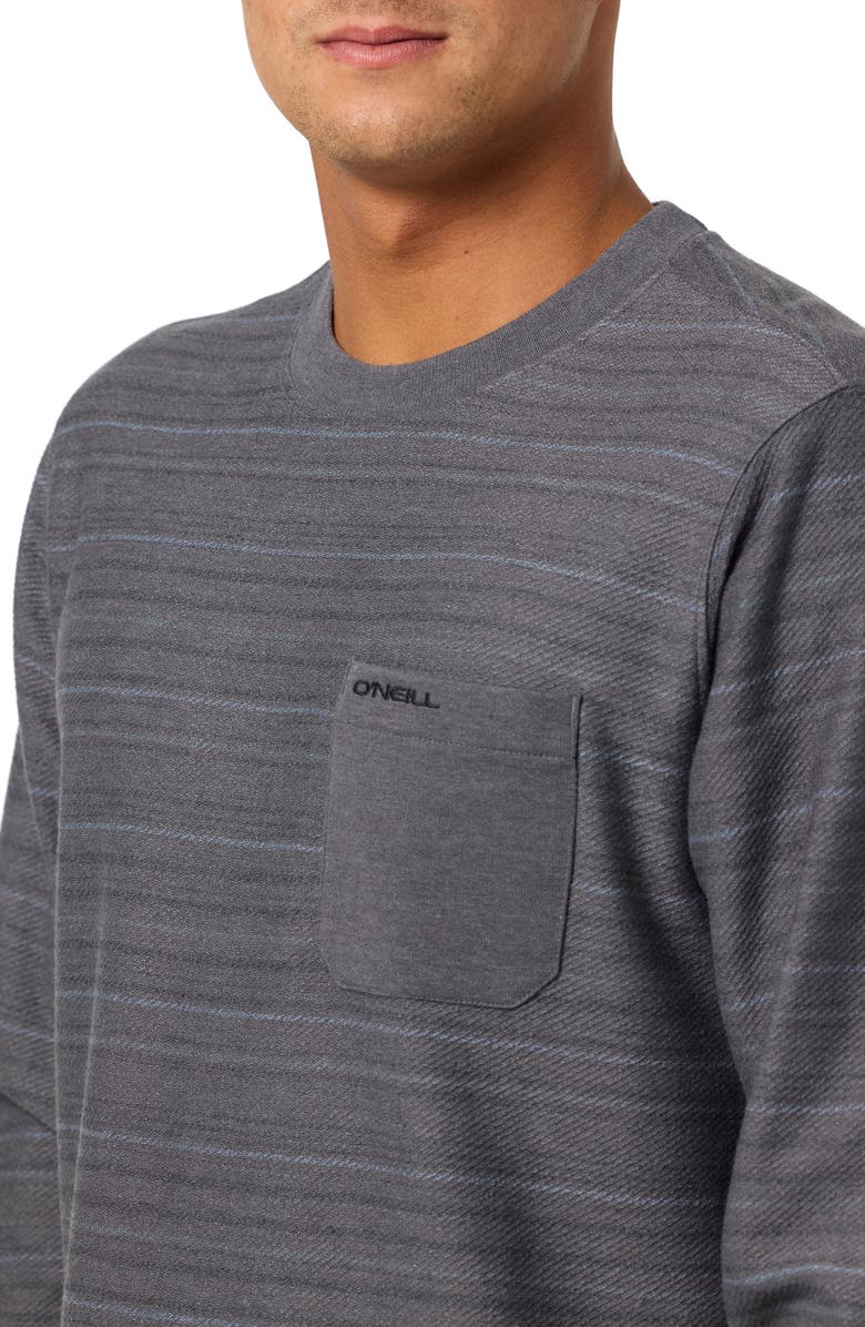 O'Neill Bavaro Stripe Cotton Blend Twill Crewneck Sweatshirt, Alternate, color, Graphite