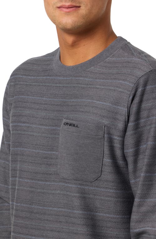 O'neill Bavaro Stripe Cotton Blend Twill Crewneck Sweatshirt In Gray