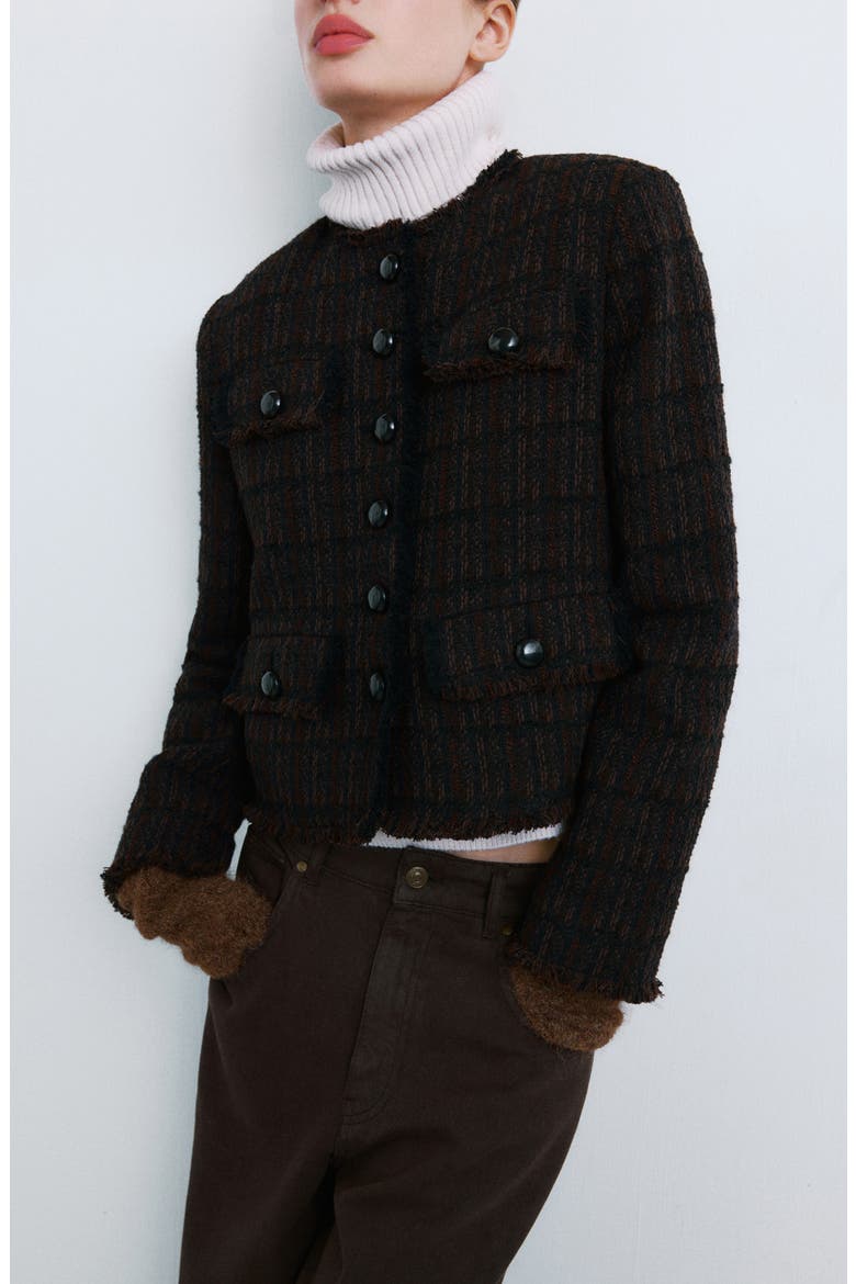 Pocket Tweed Jacket, Main, color, CHOCOLATE