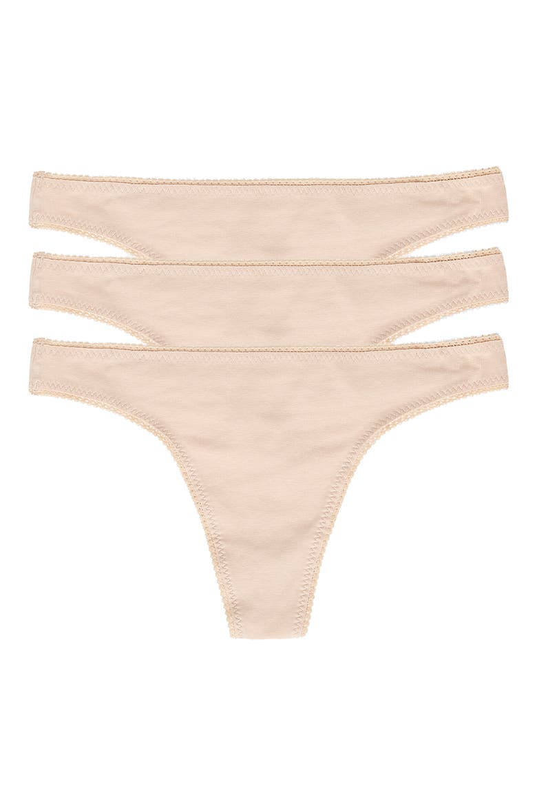 Cabana Cotton 3-Pack Thongs, Main, color, CHAMPAGNE