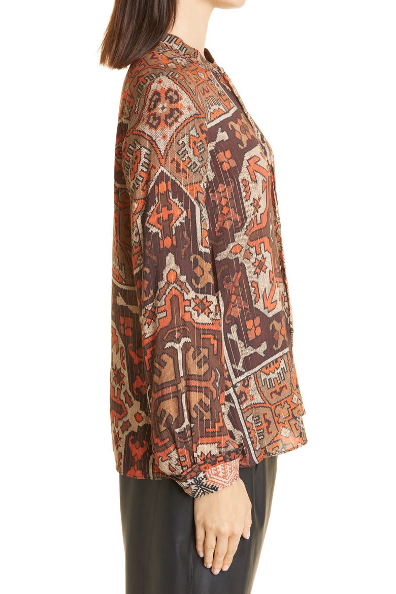 Tricia Folkloric Print Shirt, Alternate, color, BROWN MULTI