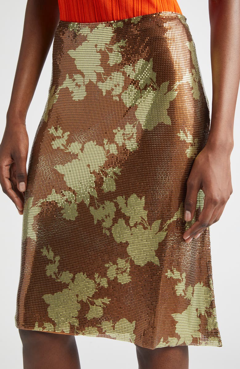 Versace Wild Roses Metallic Mesh Midi Skirt, Alternate, color, 
