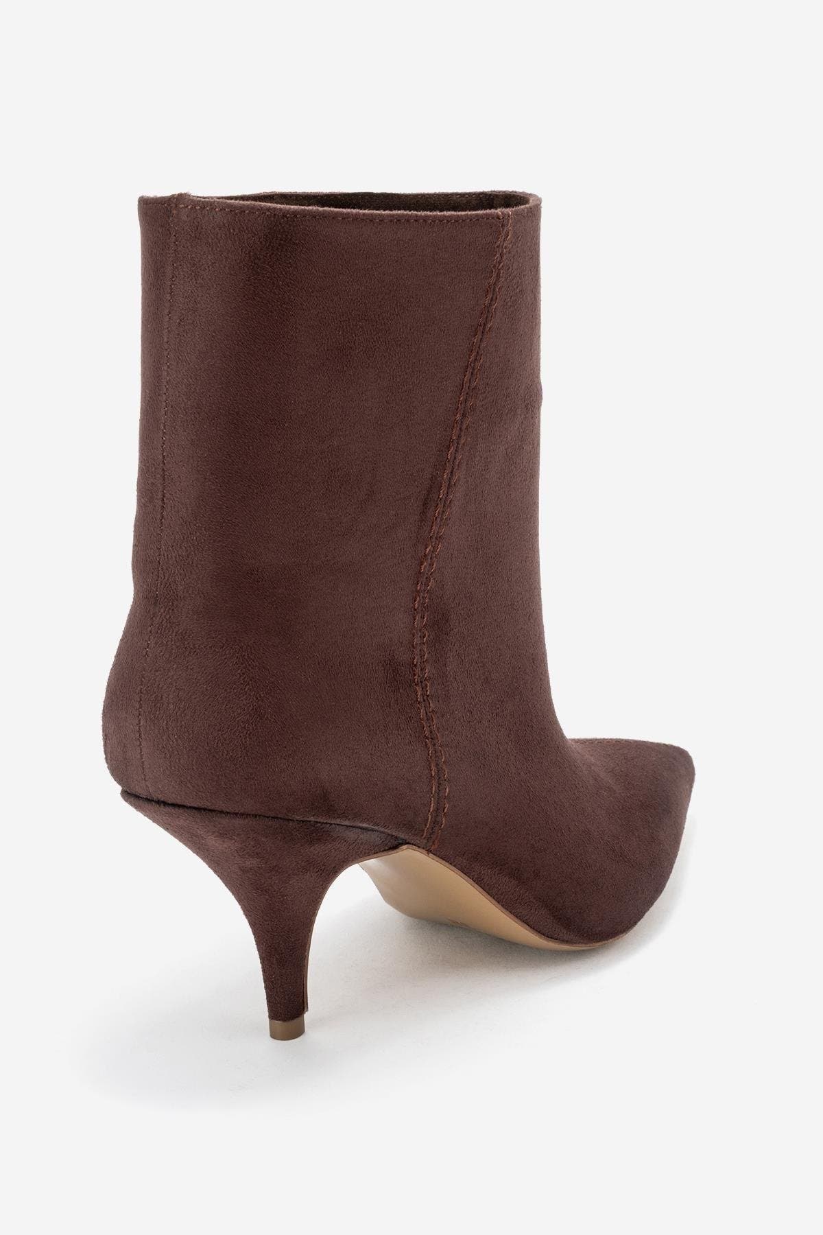 Prologue Shoes Brivelle Pointed Toe Boot, Alternate, color, Brown Suede Faux Leather