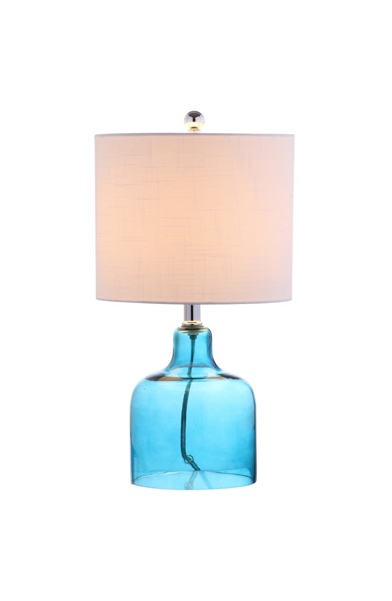 JONATHAN Y Gemma Glass Bell LED Table Lamp, Main, color, Moroccan Blue