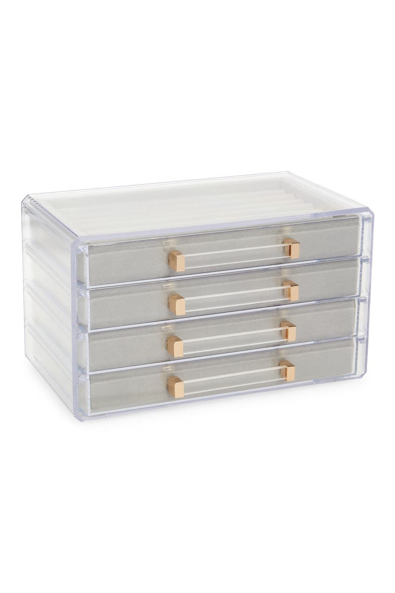 Acrylic Jewelry Tray Organizer, Main, color, CLEAR- LIGHT GREY