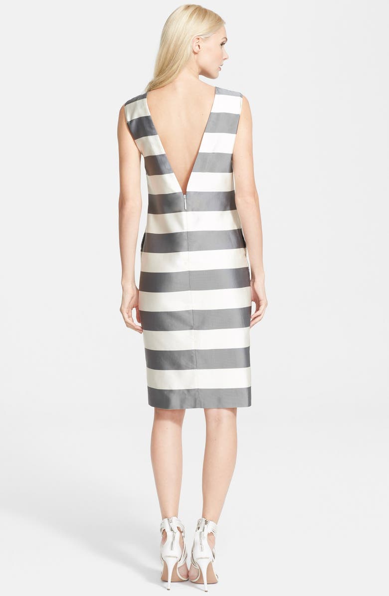 Burberry London 'Eloise' Stripe Mulberry Silk & Cotton Dress, Alternate, color,