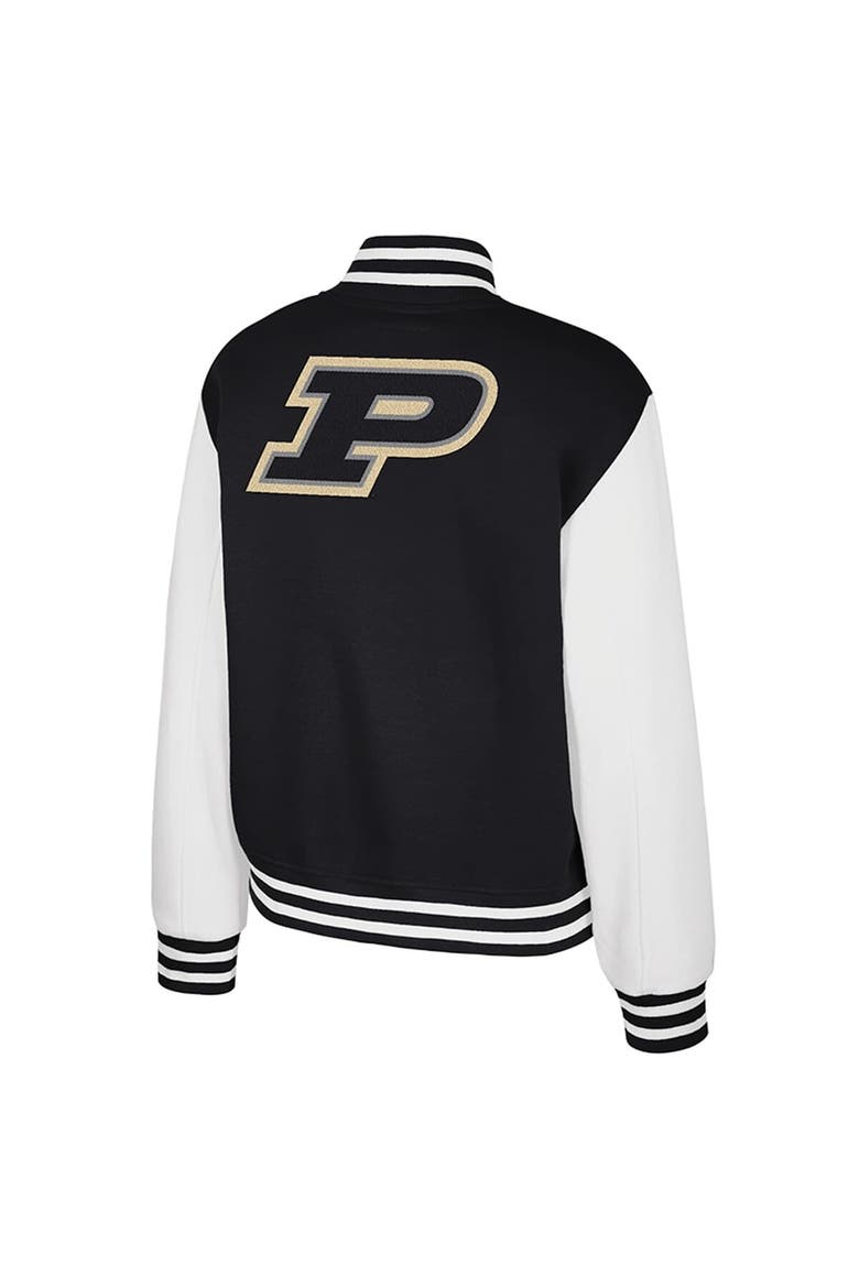 Women's Colosseum Black Purdue Boilermakers French Baguette Full Snap Fleece Jacket, Alternate, color, Black