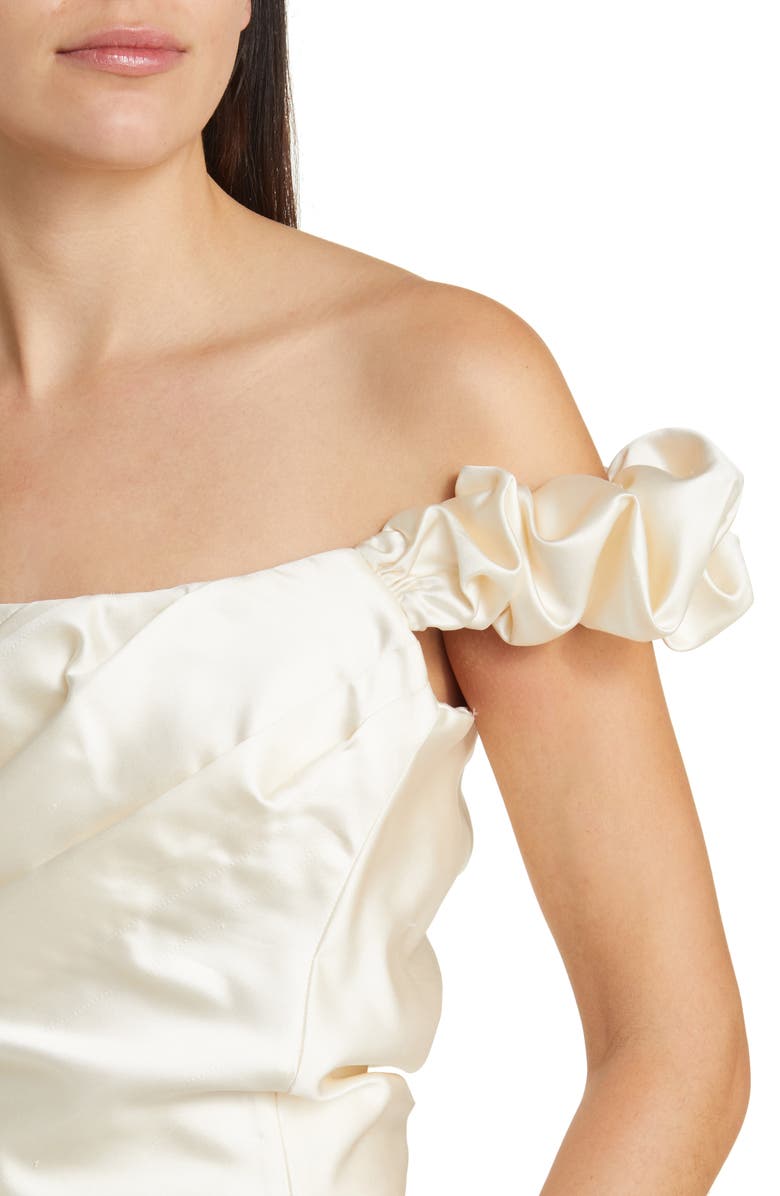 LoveShackFancy Ileana Pleated Off the Shoulder Satin Top, Alternate, color, 