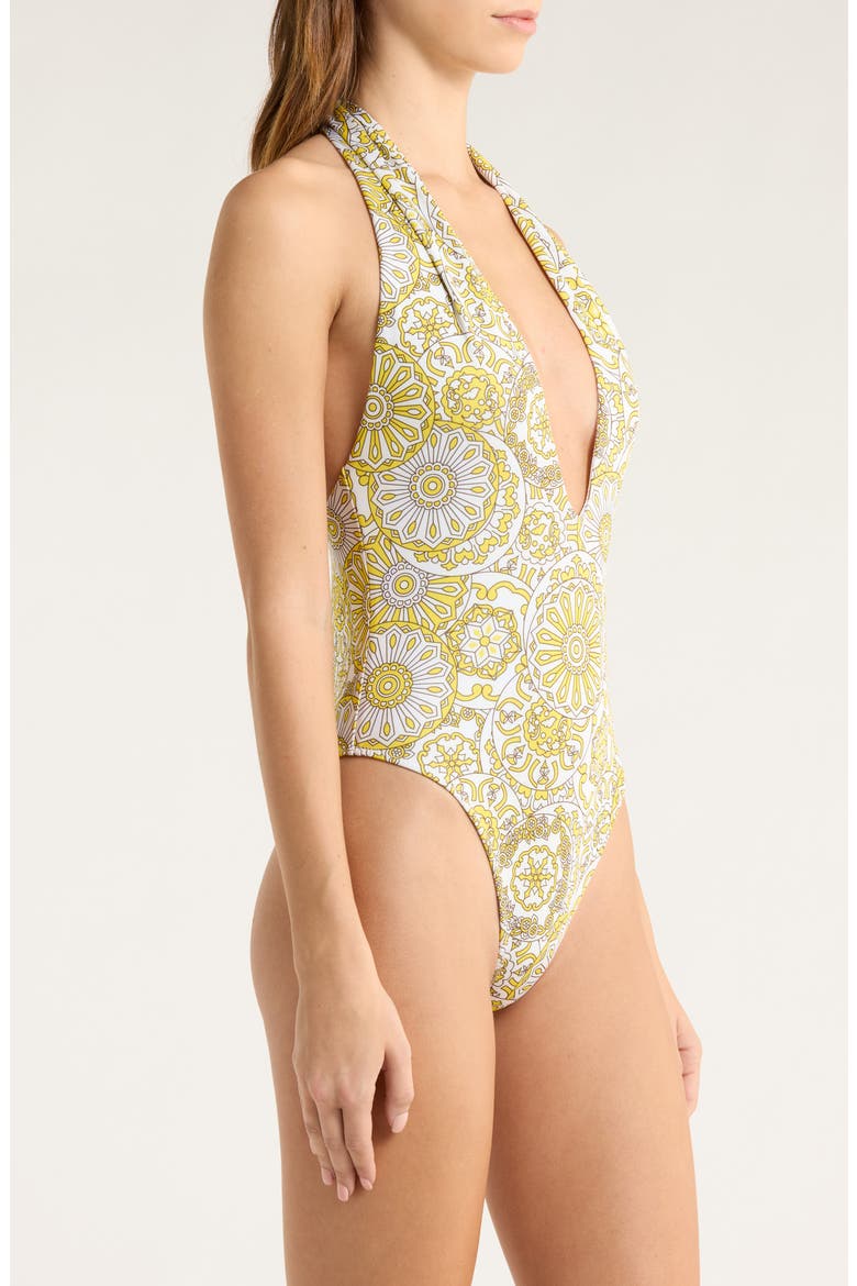 Lorela Halter One-Piece Swimsuit, Alternate, color, SUNGLOW COMBO