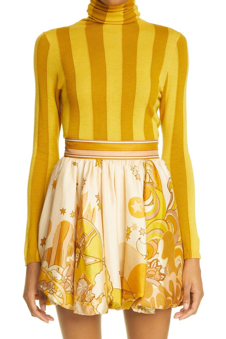 Concert Stripe Funnel Neck Sweater, Main, color, MUSTARD/ YELLOW STRIPE