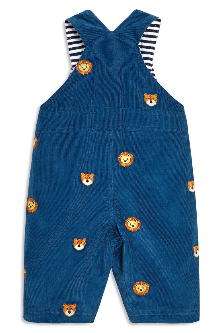 Safari Animal Embroidered Cotton Corduroy Overalls, Alternate, color, BLUE