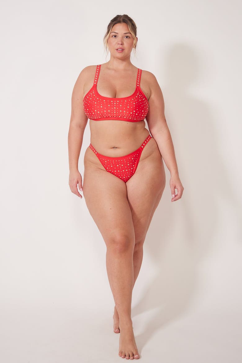 Cara Bikini Swimsuit Top, Alternate, color, Chili