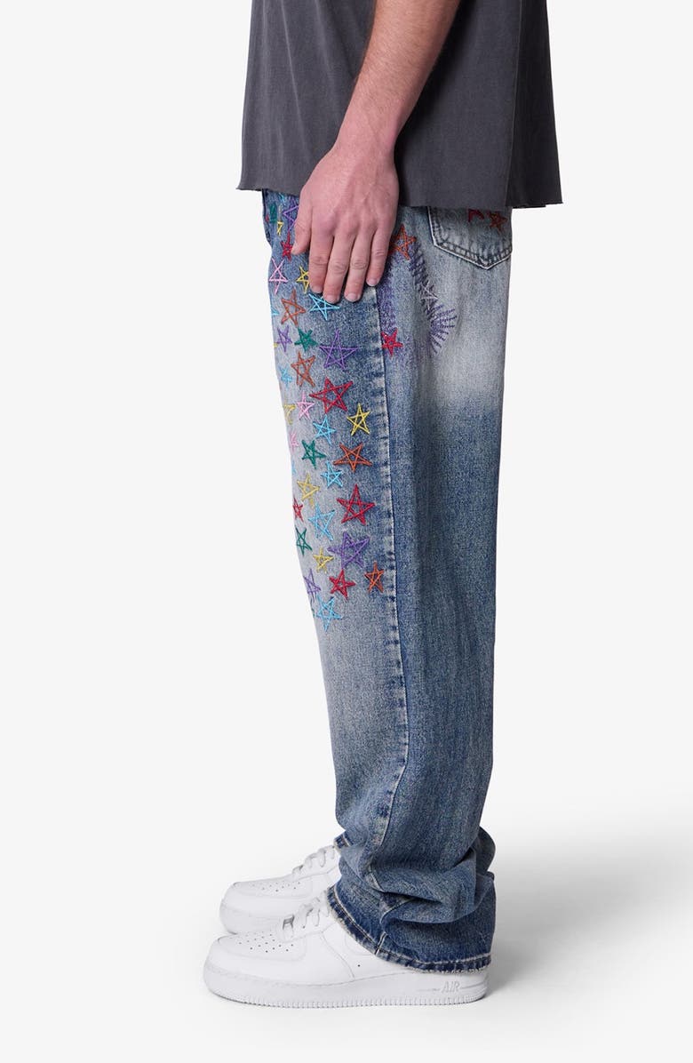mnml Embroidered Star Ultra Baggy Jeans, Alternate, color, 