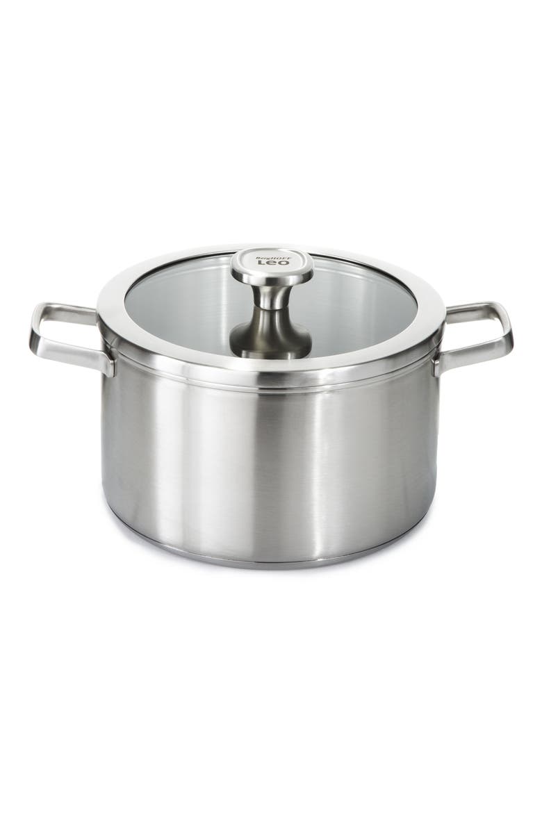Leo Graphite 6.3-Quart Covered Stockpot, Main, color, GREY
