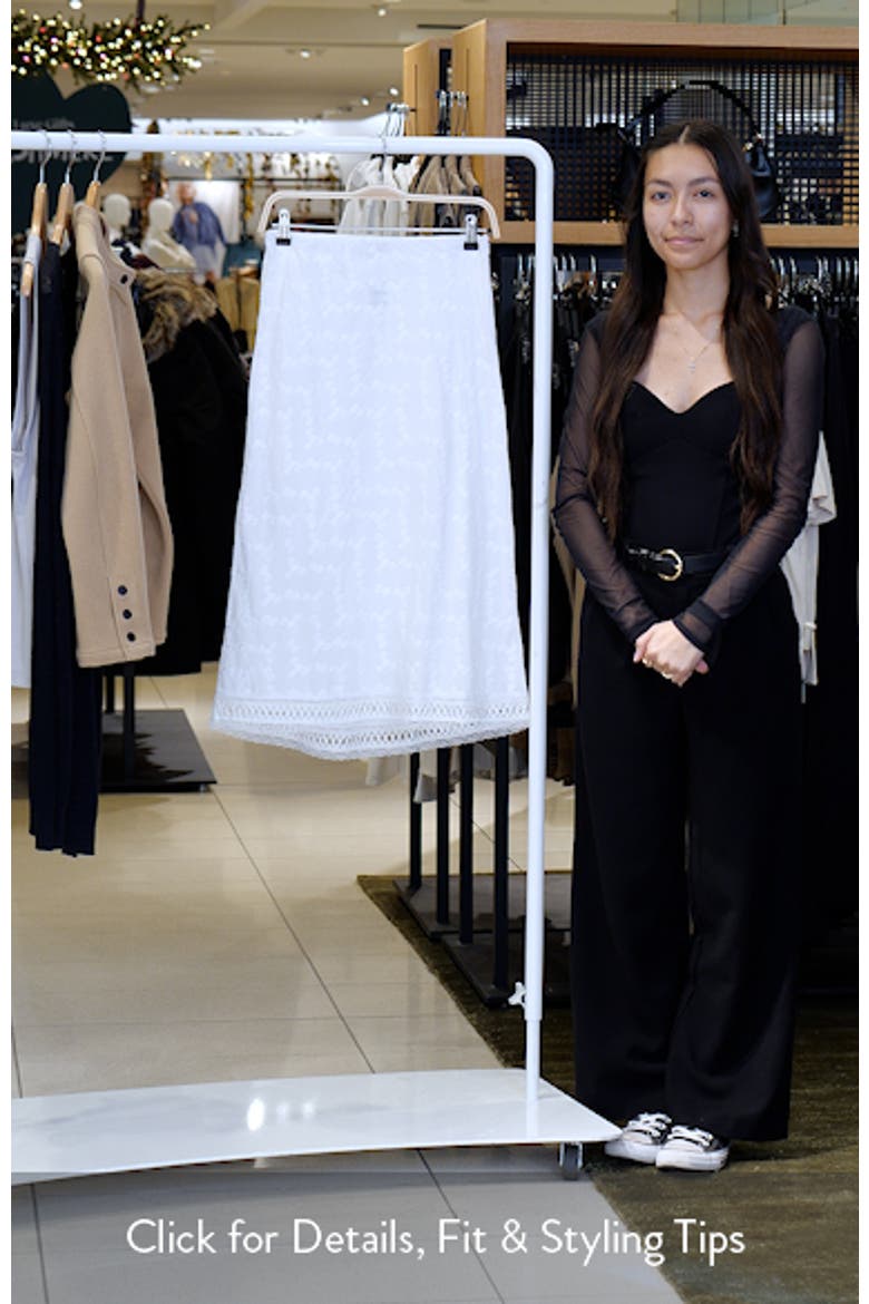 Lace Trim Cotton Eyelet Midi Skirt video