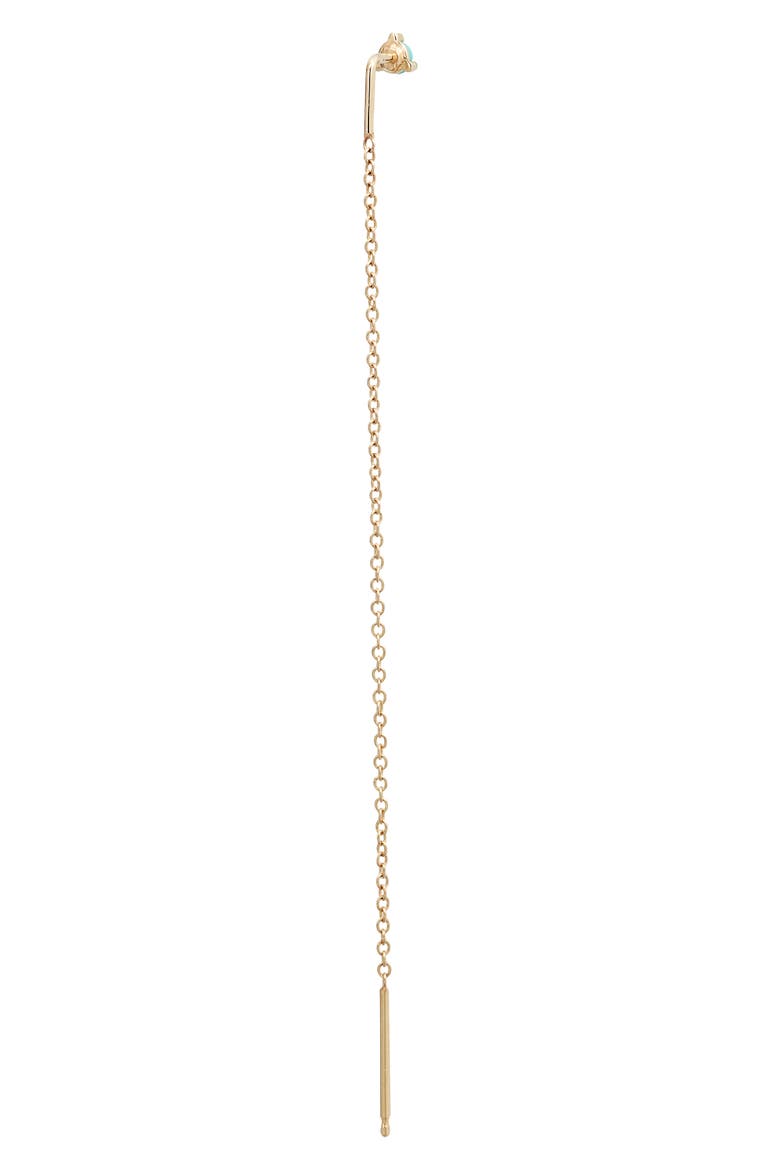 14K Gold Prong Turquoise Threader Earrings, Alternate, color, YELLOW GOLD