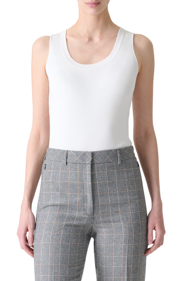 Akris Scoop Neck Silk Rib Tank, Main, color, Ecru