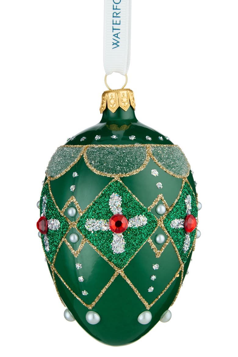 Holiday Heirlooms Green & Red Oval Glass Ornament, Alternate, color, MULTI GREEN