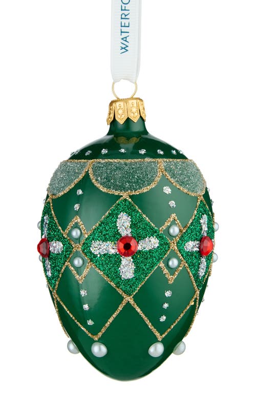 Waterford Holiday Heirlooms Green And Red Oval Bauble Ornament In Green