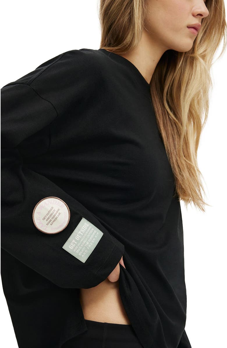 COTTON ON BODY Women's Active Long Sleeve Graphic Crew, Main, color, Black Outdoors Club
