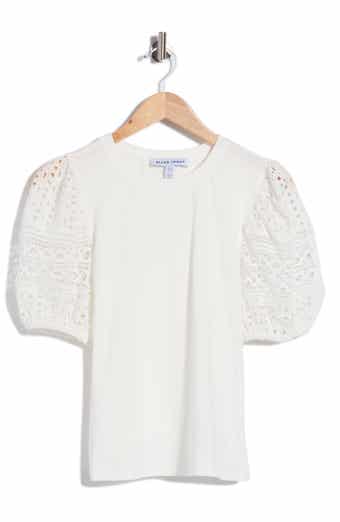 Ellen Tracy Eyelet Puff Sleeve Top