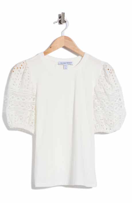 Ellen Tracy Eyelet Puff Sleeve Top