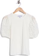 Ellen Tracy Eyelet Puff Sleeve Top