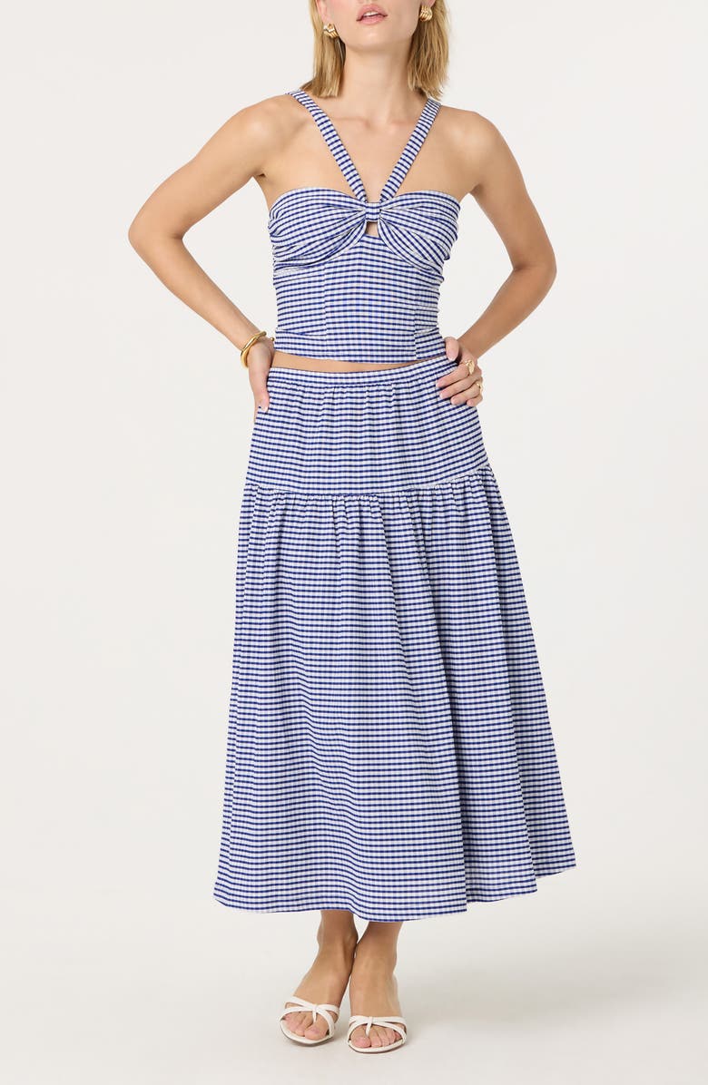 ASTR the Label Cutout V-Strap Tank, Alternate, color, Blue Gingham