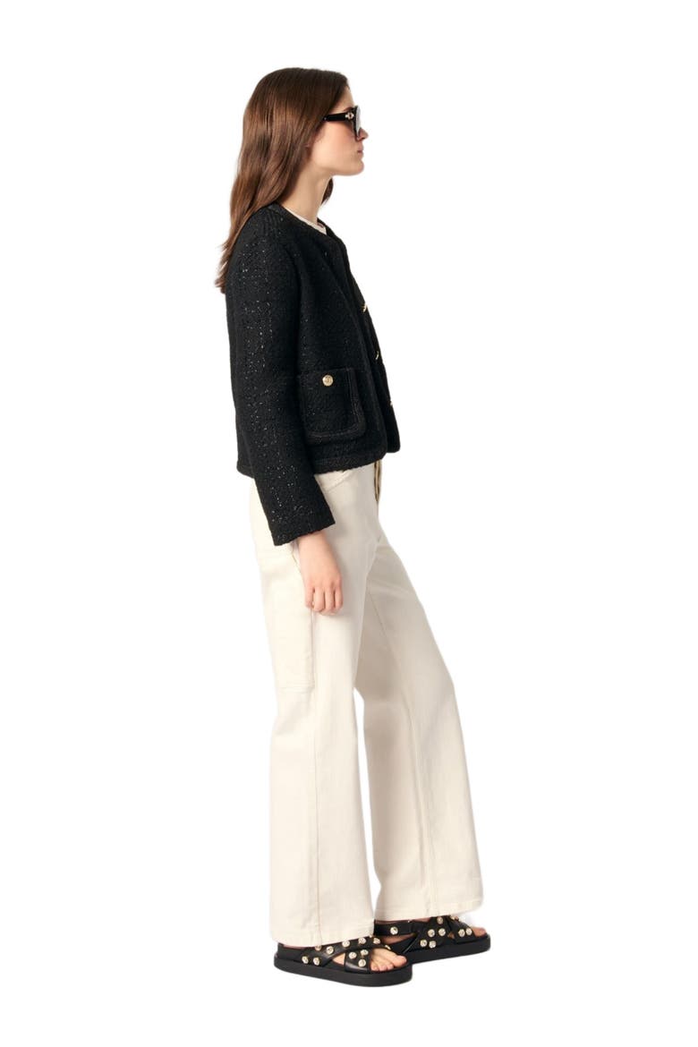 Short tweed jacket, Alternate, color, Black