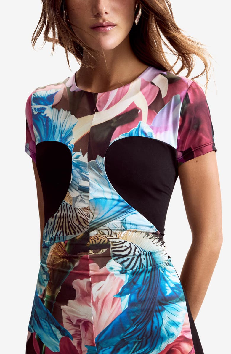 Desigual Print Short Sleeve Maxi Dress, Alternate, color, Navy Blue