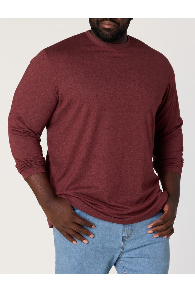 Big & Tall Moisture-wicking Long-sleeve T-shirt, Main, color, RUM RAISIN HTHR