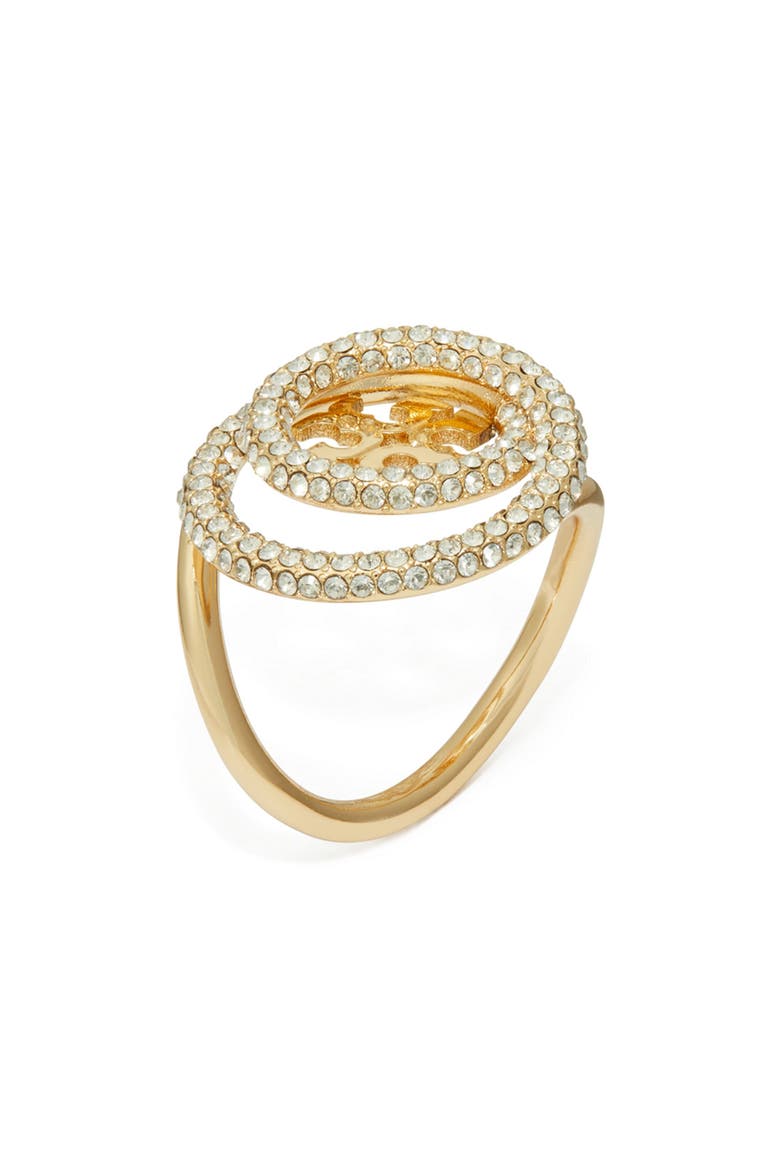 Miller Pavé Double Ring, Main, color, TORY GOLD / CRYSTAL