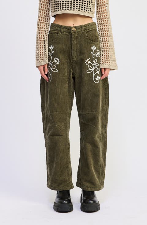 Sylvie Embroidered Corduroy Pants