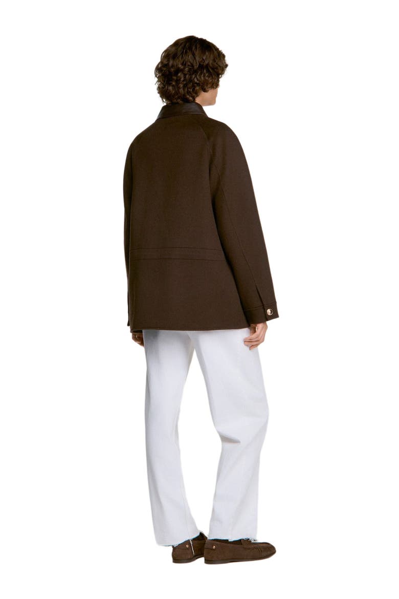 Double-faced coat, leather collar, Alternate, color, Brown