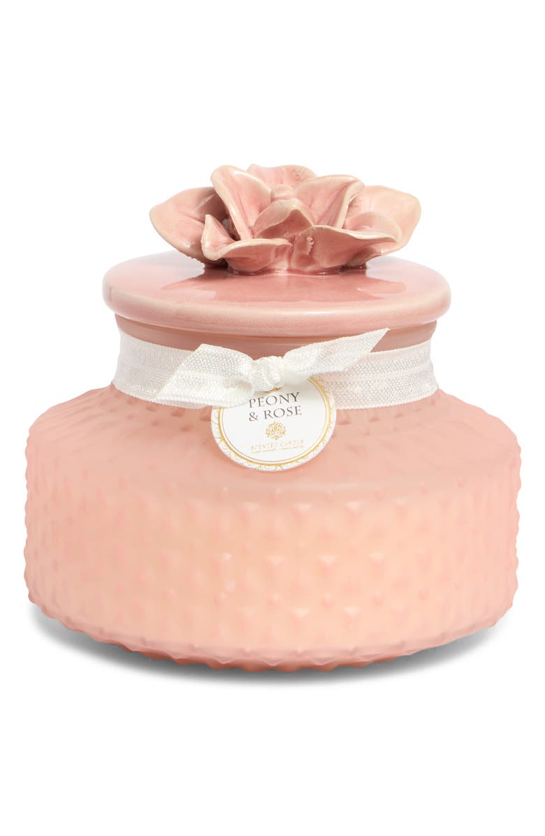 PORTOFINO CANDLES Peony Rose Ceramic Topper 14 oz. Candle, Main, color, 