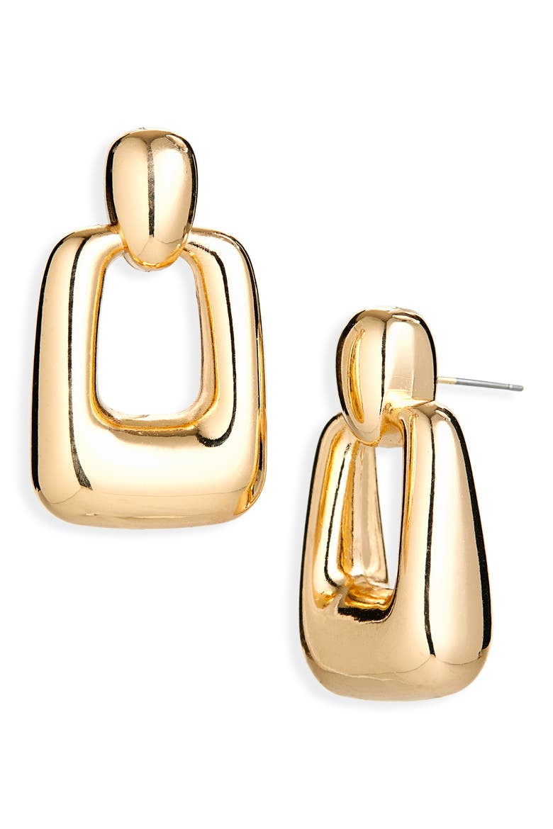 Chunky Knocker Drop Earrings, Main, color, GOLD