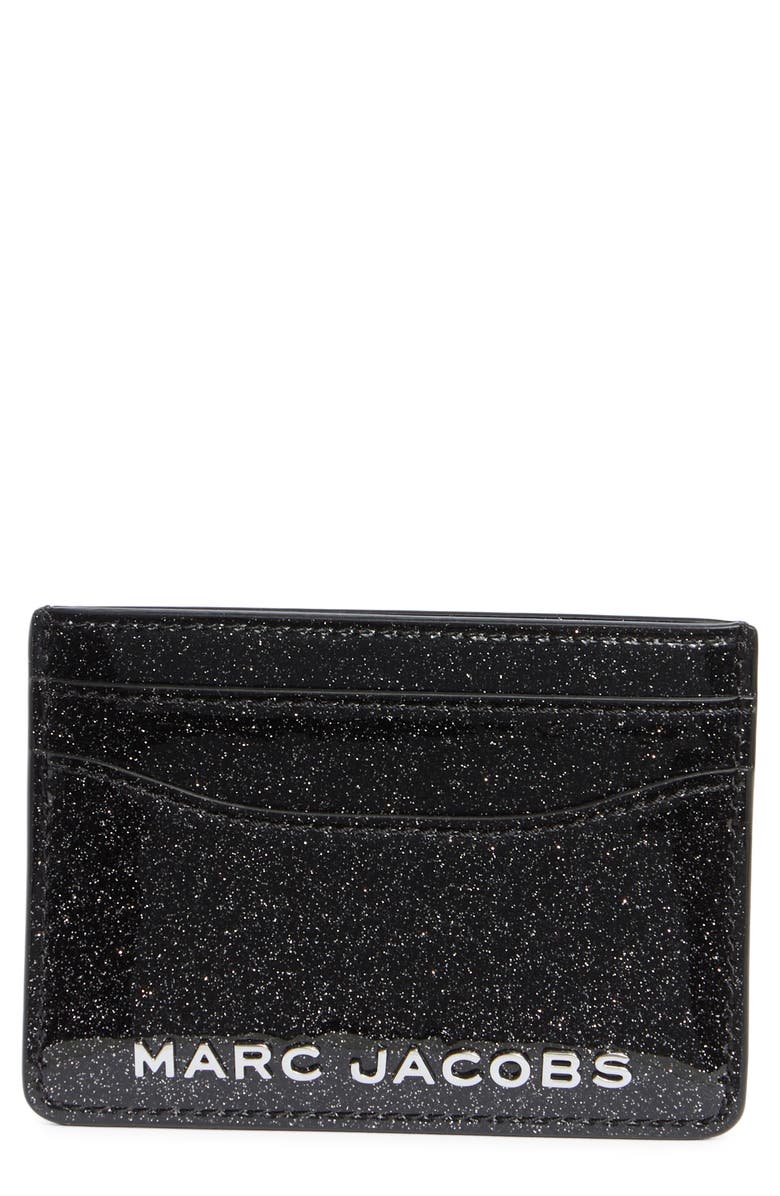 Marc Jacobs Glitter Trademarc Card Case, Main, color, Black
