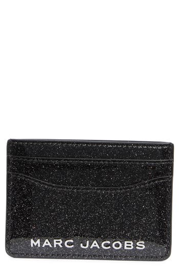 Marc Jacobs Glitter Trademarc Card Case In Black