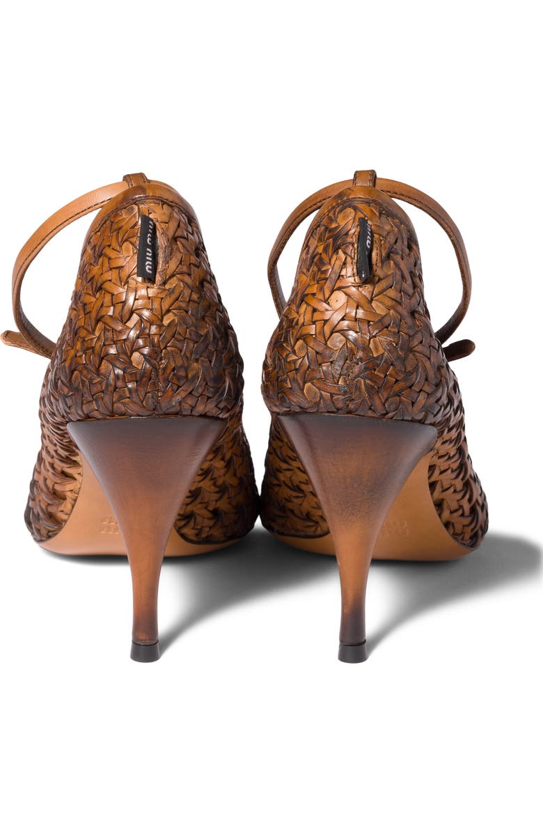 Miu Miu Woven Pointed Toe Pump, Alternate, color, Cognac