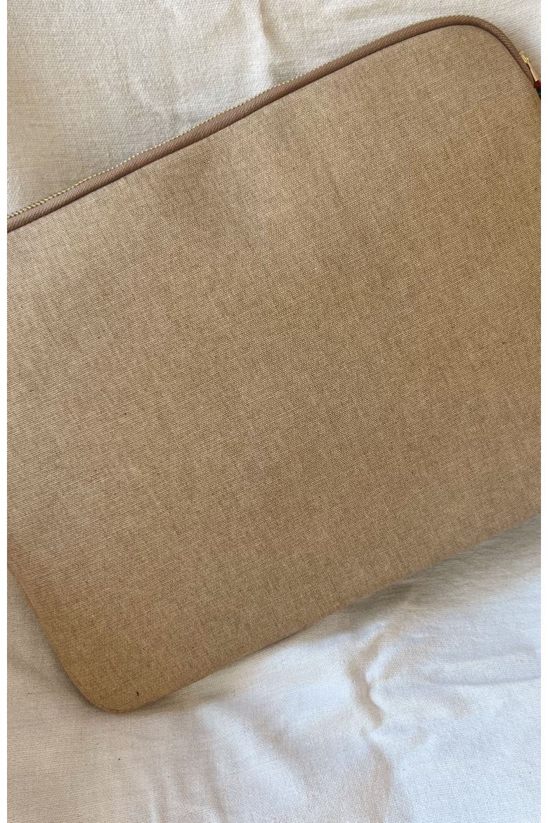 Zipped, Patterned Canvas Laptop Case - for 13", 14", Alternate, color, Beige