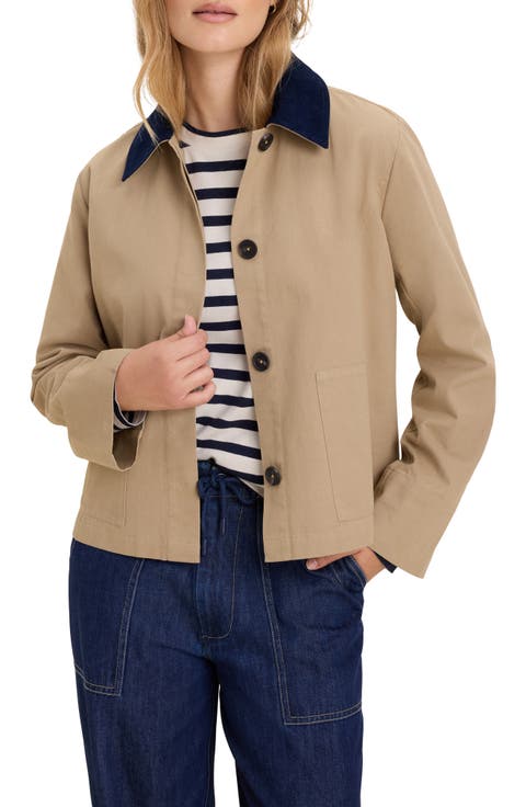 Corduroy Collar Twill Jacket