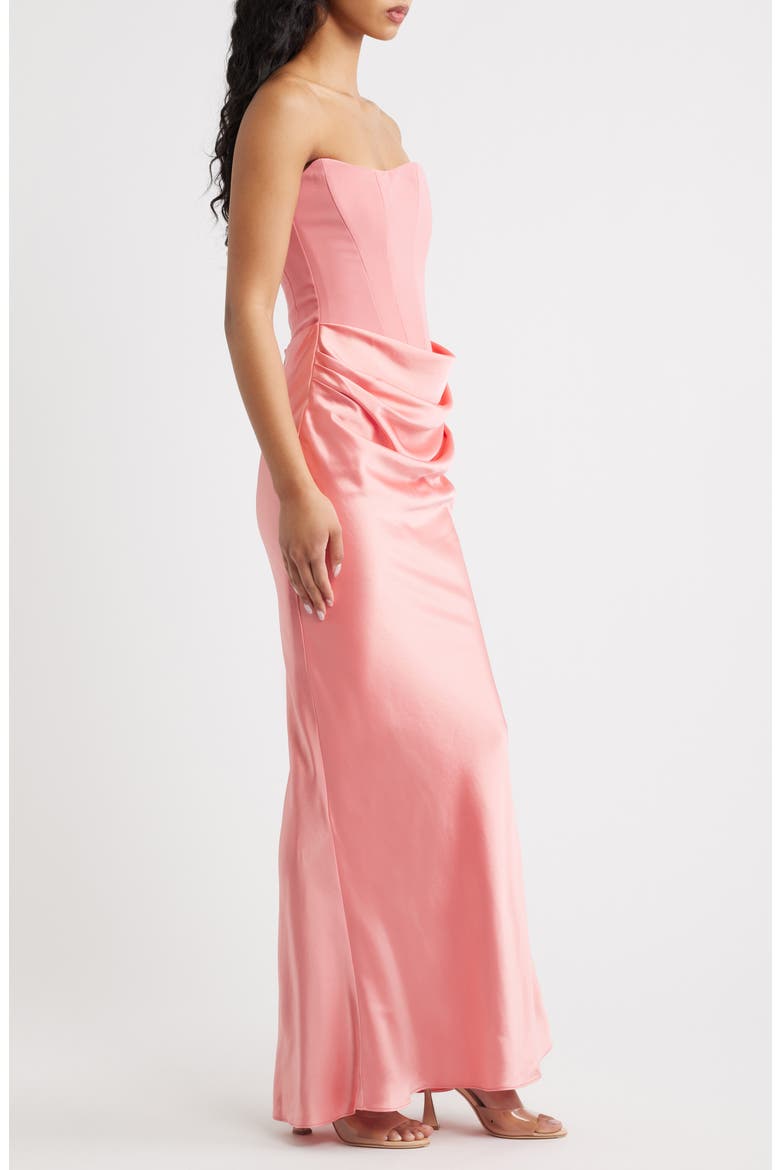 Persephone Strapless Corset Satin & Stretch Crepe Mermaid Gown, Alternate, color, RASPBERRY