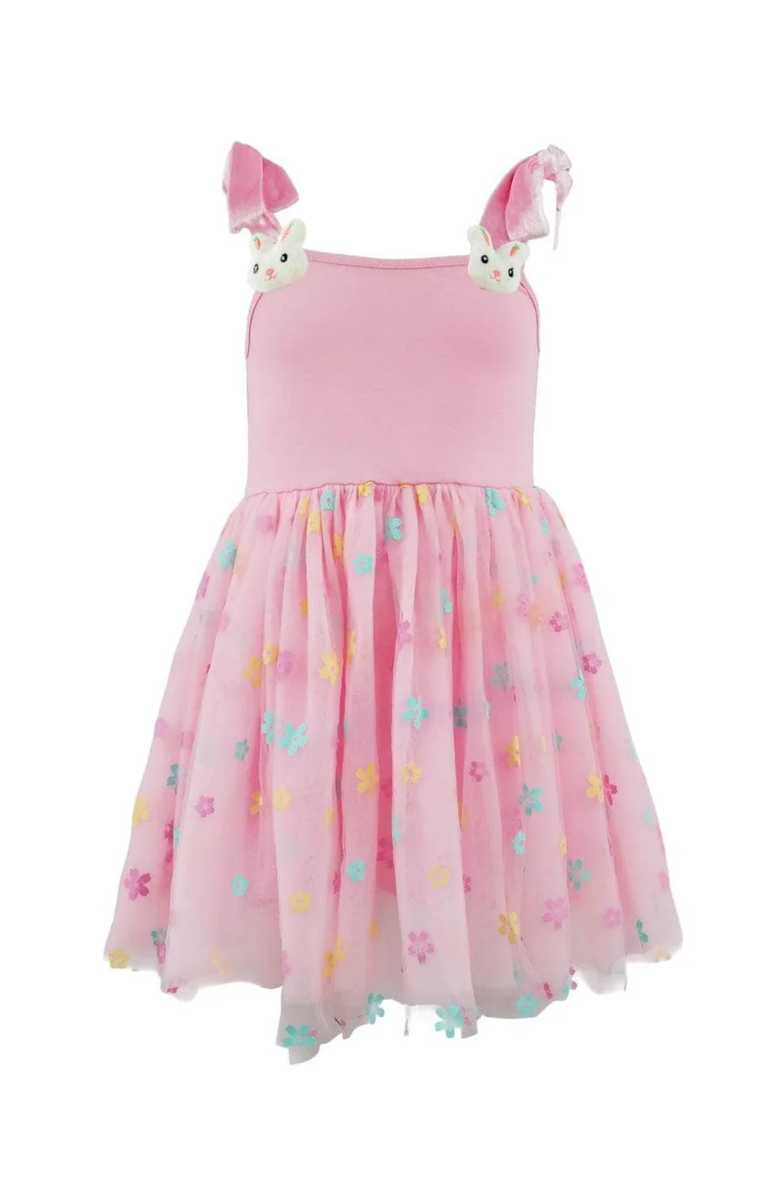 Lola + The Boys Happy Bunny Tulle Dress, Main, color, Pink