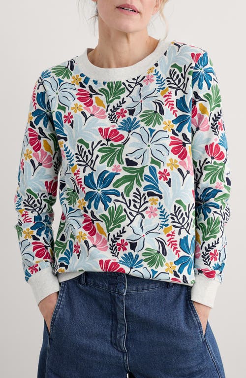 Seasalt Cornwall Bright Wave Floral French Terry Sweatshirt In Seaweed Flower Chalk