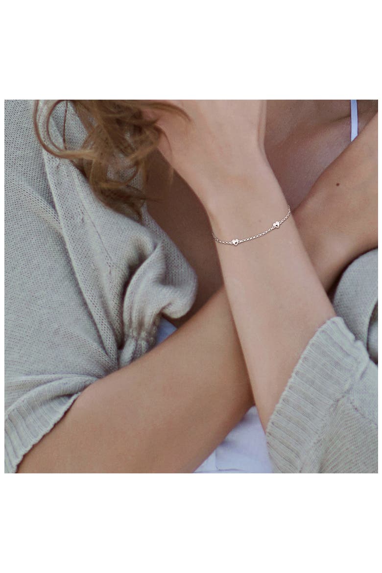 Sterling Silver Heart Charm Station Bracelet, Alternate, color, SILVER
