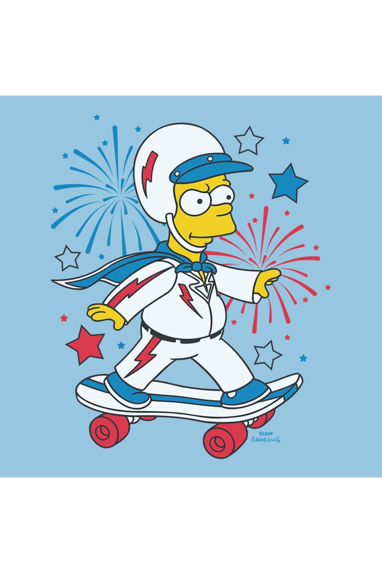 Boy's The Simpsons Festive Bart  Graphic T-Shirt, Alternate, color, Light Blue