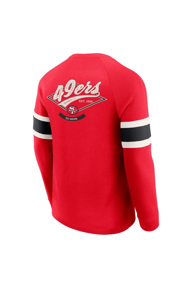 Men's Darius Rucker Collection by Fanatics Scarlet San Francisco 49ers Waffle-Knit Raglan Long Sleeve Henley T-Shirt, Alternate, color, Scarlet