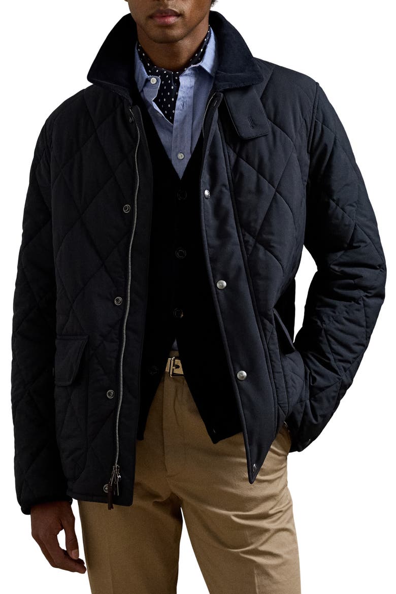 Carleton Diamond Quilted Down Jacket, Main, color, CLASSIC CHAIRMAN NAVY