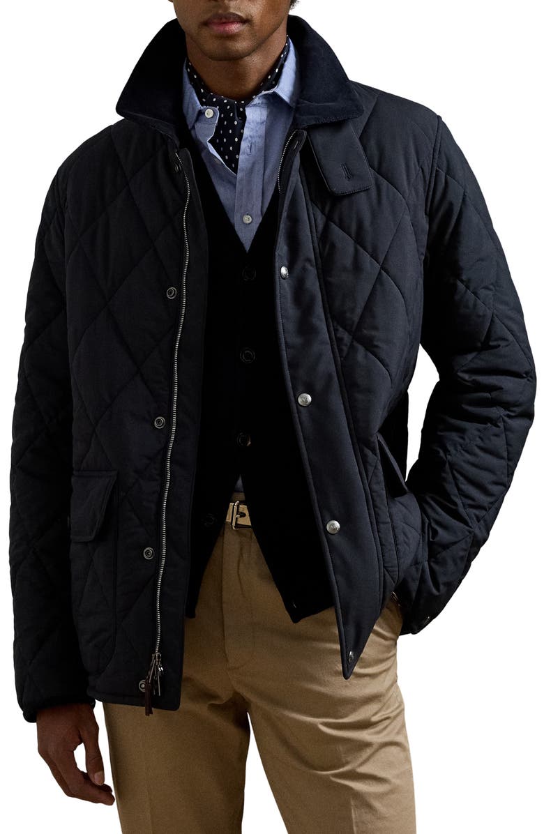 Ralph Lauren Purple Label Carleton Diamond Quilted Down Jacket, Main, color, Classic Chairman Navy